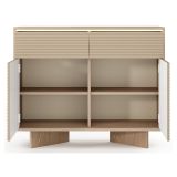 Credenza Marrone Rovere Beige 2 Cassetti 2 Ripiani 104x40x84h cm, Apertura Battente, Scorrevole - Hateva