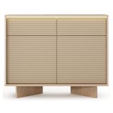 Credenza Marrone Rovere Beige 2 Cassetti 2 Ripiani 104x40x84h cm, Apertura Battente, Scorrevole - Hateva