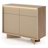 Credenza Marrone Rovere Beige 2 Cassetti 2 Ripiani 104x40x84h cm, Apertura Battente, Scorrevole - Hateva