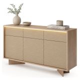 Credenza Marrone Rovere Beige 3 Cassetti 3 Ripiani 154x40x84h cm, Apertura Battente, Scorrevole - Hatareta