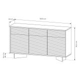 Credenza Marrone Rovere Beige 3 Cassetti 3 Ripiani 154x40x84h cm, Apertura Battente, Scorrevole - Hatareta