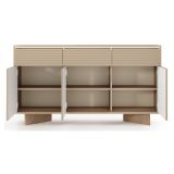 Credenza Marrone Rovere Beige 3 Cassetti 3 Ripiani 154x40x84h cm, Apertura Battente, Scorrevole - Hatareta