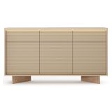 Credenza Marrone Rovere Beige 3 Cassetti 3 Ripiani 154x40x84h cm, Apertura Battente, Scorrevole - Hatareta