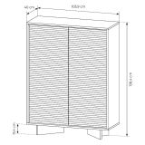 Credenza Marrone Rovere Beige 4 Ripiani Apertura Battente 104x40x138h cm, 2 Ante - Hasota