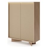 Credenza Marrone Rovere Beige 4 Ripiani Apertura Battente 104x40x138h cm, 2 Ante - Hasota
