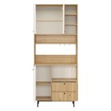 Credenza Marrone Rovere Bianco 2 Cassetti 8 Ripiani 88x36x205h cm, Apertura Battente, Scorrevole - Romallo