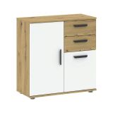 Credenza Marrone Rovere Bianco 2 Cassetti un Ripiano 71x33x75h cm, Apertura Battente, Scorrevole - Leretifa