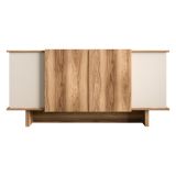 Credenza Marrone Rovere Bianco 3 Ripiani 6 Vani 180x40x81h cm, 4 Ante - Coste