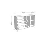 Credenza Marrone Rovere Grigio Nero 4 Cassetti 2 Ripiani 137.5x40x90.5h cm, Apertura Battente e Scorrevole - Issogne