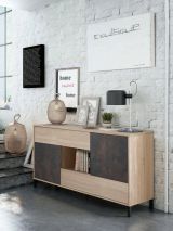 Credenza Marrone Rovere Marrone Ossido 2 Cassetti 2 Ripiani 151x41x80h cm, Apertura Push Pull - Abib