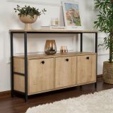 Credenza Marrone Rovere Nero 2 Ripiani 3 Vani 120x30x77h cm, 3 Ante - Noda