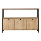 Credenza Marrone Rovere Nero 2 Ripiani 3 Vani 120x30x77h cm, 3 Ante - Noda