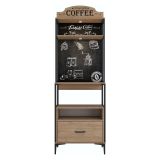 Credenza Marrone Rovere Nero 2 Ripiani un Cassetto 70x40x207h cm, Apertura Scorrevole - Nemol
