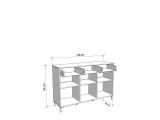 Credenza Marrone Rovere Nero 3 Cassetti 3 Ripiani 138x40x90h cm, Apertura Battente e Scorrevole - Quassolo