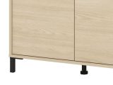 Credenza Marrone Rovere Nero 3 Cassetti 3 Ripiani 138x40x90h cm, Apertura Battente e Scorrevole - Quassolo