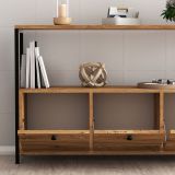Credenza Marrone Rovere Nero 4 Vani 3 Ante 120x30x75h cm, Apertura a Ribalta - Amiterno