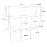 Credenza Marrone Rovere Nero 4 Vani 3 Ante 120x30x75h cm, Apertura a Ribalta - Amiterno