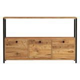 Credenza Marrone Rovere Nero 4 Vani 3 Ante 120x30x75h cm, Apertura a Ribalta - Amiterno