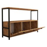 Credenza Marrone Rovere Nero 4 Vani 3 Ante 120x30x75h cm, Apertura a Ribalta - Amiterno