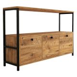 Credenza Marrone Rovere Nero 4 Vani 3 Ante 120x30x75h cm, Apertura a Ribalta - Amiterno