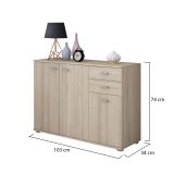 Credenza Marrone Rovere Nodi 2 Cassetti un Ripiano 103x34x74h cm, Apertura Battente - Meldola