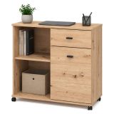 Credenza Marrone Rovere Nodi 2 Ripiani un Cassetto 77x35x72h cm, 3 Vani - Majuli