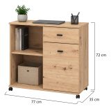 Credenza Marrone Rovere Nodi 2 Ripiani un Cassetto 77x35x72h cm, 3 Vani - Majuli