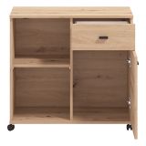 Credenza Marrone Rovere Nodi 2 Ripiani un Cassetto 77x35x72h cm, 3 Vani - Majuli