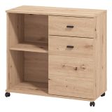 Credenza Marrone Rovere Nodi 2 Ripiani un Cassetto 77x35x72h cm, 3 Vani - Majuli