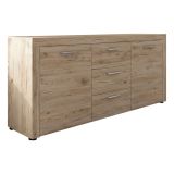 Credenza Marrone Rovere Nodi 3 Cassetti 2 Ripiani 167x41x77h cm, Apertura Battente - Faggiano