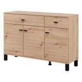 Credenza Marrone Rovere Nodi 3 Ripiani 2 Cassetti 116x35x78h cm, 4 Vani - Jerico