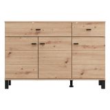 Credenza Marrone Rovere Nodi 3 Ripiani 2 Cassetti 116x35x78h cm, 4 Vani - Jerico