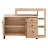 Credenza Marrone Rovere Nodi 4 Ripiani 3 Cassetti 145x35x101h cm, 6 Vani - Valiza