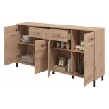 Credenza Marrone Rovere Nodi Nero 2 Cassetti 4 Ripiani 183x40x90h cm, Apertura Battente, Scorrevole - Grondona