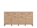 Credenza Marrone Rovere Nodi Nero 2 Cassetti 4 Ripiani 183x40x90h cm, Apertura Battente, Scorrevole - Grondona