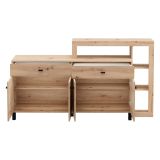 Credenza Marrone Rovere Nodi Nero 2 Cassetti 5 Ripiani 183x35x101h cm, Apertura Battente, Scorrevole - Chefch