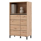 Credenza Marrone Rovere Nodi Nero 2 Ripiani 3 Vani 74x40x135h cm, 2 Ante - Cosoleto