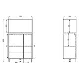 Credenza Marrone Rovere Nodi Nero 2 Ripiani 3 Vani 74x40x135h cm, 2 Ante - Cosoleto