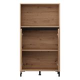 Credenza Marrone Rovere Nodi Nero 2 Ripiani 3 Vani 74x40x135h cm, 2 Ante - Cosoleto