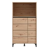 Credenza Marrone Rovere Nodi Nero 2 Ripiani 3 Vani 74x40x135h cm, 2 Ante - Cosoleto