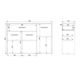 Credenza Marrone Rovere Nodi Nero 2 Ripiani un Cassetto 119x33x80.5h cm, 3 Ante - Sanza