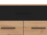 Credenza Marrone Rovere Nodi Nero 2 Ripiani un Cassetto 119x33x80.5h cm, 3 Ante - Sanza