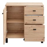 Credenza Marrone Rovere Nodi Nero 3 Cassetti 2 Ripiani 77x35x78h cm, Apertura Battente, Scorrevole - Ollant