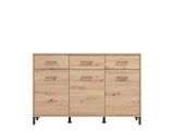 Credenza Marrone Rovere Nodi Nero 3 Cassetti 3 Ripiani 138x40x90h cm, Apertura Battente e Scorrevole - Laerru