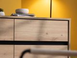 Credenza Marrone Rovere Nodi Nero 3 Cassetti 3 Ripiani 157x40x90h cm, Apertura Battente e Scorrevole - Giarre
