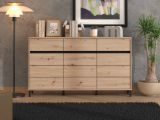 Credenza Marrone Rovere Nodi Nero 3 Cassetti 3 Ripiani 157x40x90h cm, Apertura Battente e Scorrevole - Giarre