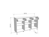 Credenza Marrone Rovere Nodi Nero 3 Cassetti 3 Ripiani 157x40x92.5h cm, Apertura Battente e Scorrevole - Robbio