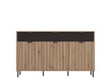Credenza Marrone Rovere Nodi Nero 3 Cassetti 3 Ripiani 157x40x92.5h cm, Apertura Battente e Scorrevole - Robbio