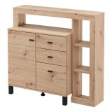 Credenza Marrone Rovere Nodi Nero 3 Cassetti 4 Ripiani 106x35x101h cm, Apertura Battente, Scorrevole - Coloni
