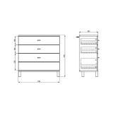 Credenza Marrone Rovere Nodi Nero 3 Cassetti un Ripiano 77x35x78h cm, con Piedini - Mindo